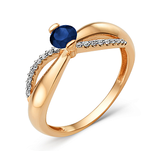 Кольцо из красного золота с корундом