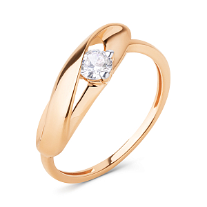 Кольцо из красного золота с фианитом