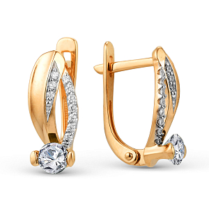 Серьги из красного золота с фианитами