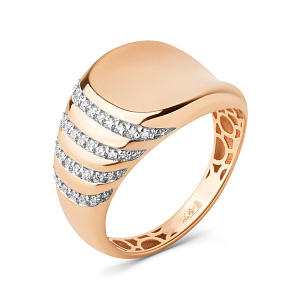 Кольцо из красного золота с фианитами