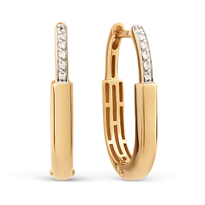 Серьги из красного золота с фианитами