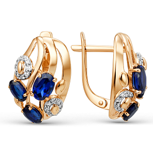 Серьги из красного золота с корундами