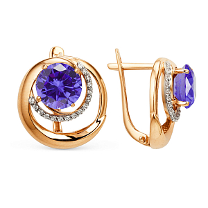 Серьги из красного золота с аметистами