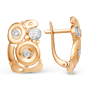 Серьги из красного золота с фианитами