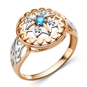 Кольцо из красного золота с swiss топазом