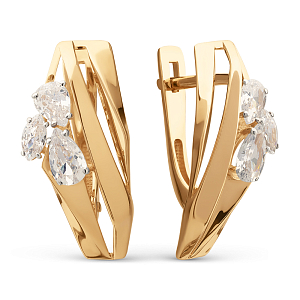 Серьги из красного золота с фианитами