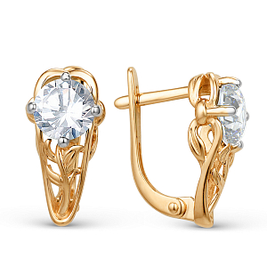 Серьги из красного золота с фианитами