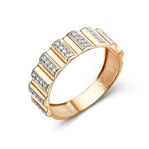 Кольцо из красного золота с фианитами