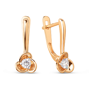 Серьги из красного золота с фианитами