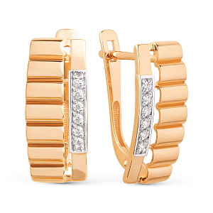 Серьги из красного золота с фианитами