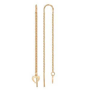 Серьги продевки из красного золота