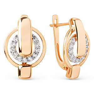 Серьги из красного золота с фианитами