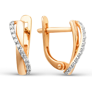 Серьги из красного золота с фианитами