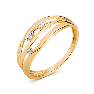 Кольцо из красного золота с фианитами