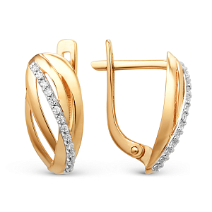 Серьги из красного золота с фианитами