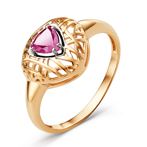 Кольцо из красного золота с корундом