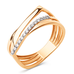 Кольцо из красного золота с фианитами