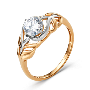 Кольцо из красного золота с фианитом