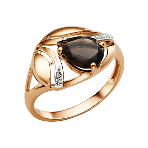 Кольцо из красного золота с раухтопазом