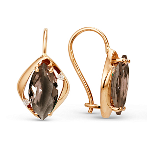 Серьги из красного золота с раухтопазами