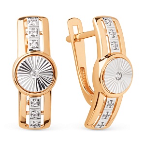 Серьги из красного золота с фианитами