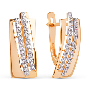 Серьги из красного золота с фианитами