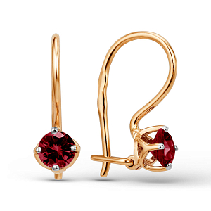 Серьги детские из красного золота с гранатами