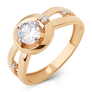 Кольцо из красного золота с фианитами