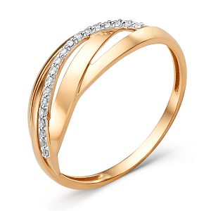 Кольцо из красного золота с фианитами