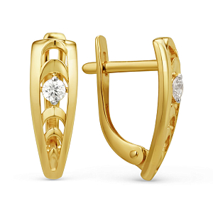 Серьги из желтого золота с фианитами