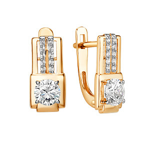 Серьги из красного золота с фианитами