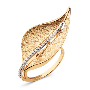 Кольцо из красного золота с фианитами