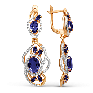 Серьги из красного золота с сапфирами