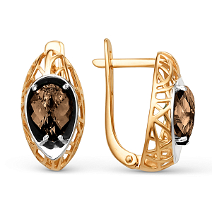 Серьги из красного золота с раухтопазами