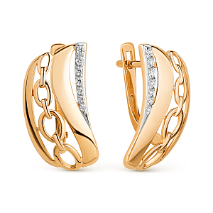 Серьги из красного золота с фианитами