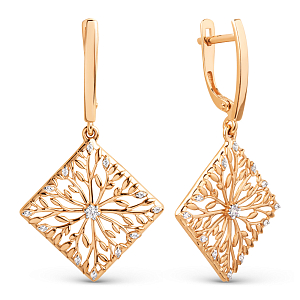 Серьги из красного золота с фианитами