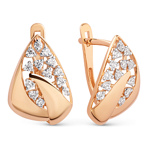 Серьги из красного золота с фианитами