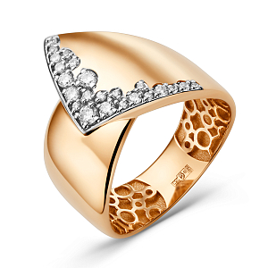 Кольцо из красного золота с фианитами