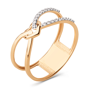 Кольцо из красного золота с фианитами