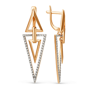 Серьги из красного золота с фианитами