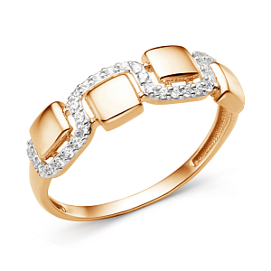 Кольцо из красного золота с фианитами