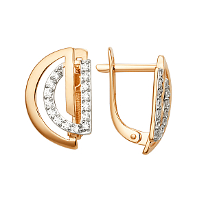 Серьги из красного золота с фианитами