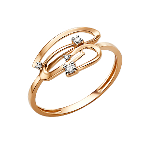 Кольцо из красного золота с фианитами