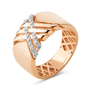 Кольцо из красного золота с фианитами