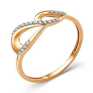 Кольцо из красного золота с фианитами