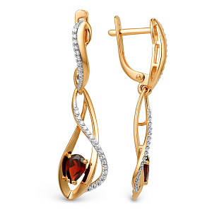 Серьги из красного золота с гранатами