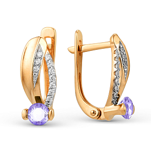 Серьги из красного золота с аметистами