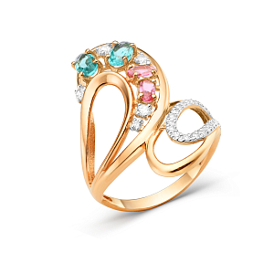 Кольцо из красного золота с ювелирными кристаллами