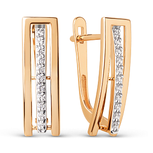 Серьги из красного золота с фианитами