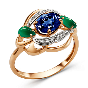 Кольцо из красного золота с корундом